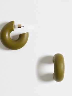 ASOS Design small chubby hoop earrings in matte khaki